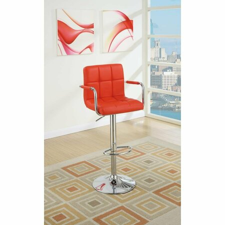 KD GABINETES 22 x 18 x 38-44 in. Adjustable Height & Swivel Barstool in Red Faux Leather - Set of 2 KD3126655